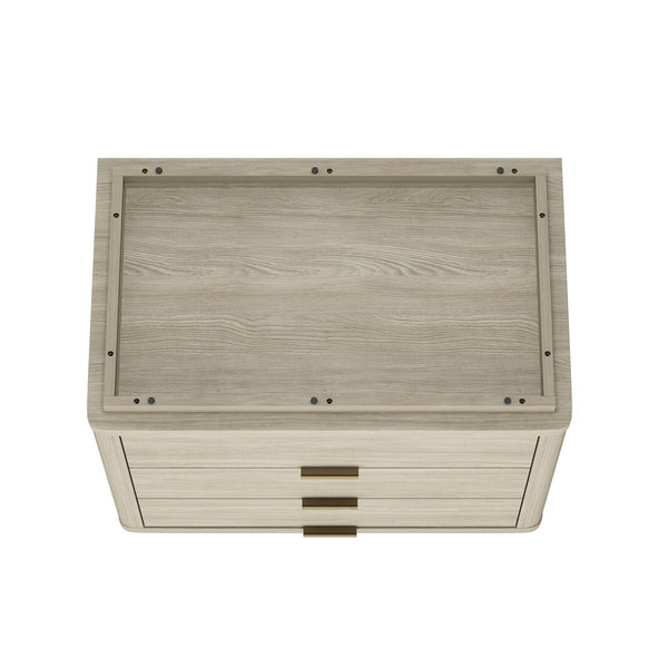 Manhattan Comfort Evelyn Nightstand Set Of 2 - Elegant Design With Full Extension Drawers And Subtle Gold Hardware Natural Mdf 2-ns014-na