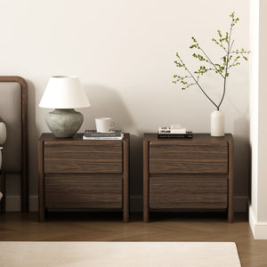 Manhattan Comfort Linda Modern Nightstand Set Of 2 - Elegant, Versatile Storage With Crisp Lines For Any Space Walnut Brown Mdp 2-ns015-br