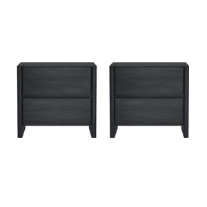 Manhattan Comfort Linda Modern Nightstand Set Of 2 - Elegant, Versatile Storage With Crisp Lines For Any Space Charcoal Grey Mdp 2-ns015-gy
