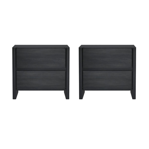 Manhattan Comfort Linda Modern Nightstand Set Of 2 - Elegant, Versatile Storage With Crisp Lines For Any Space Charcoal Grey Mdp 2-ns015-gy
