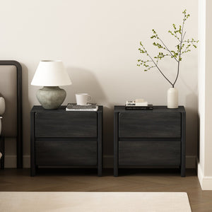 Manhattan Comfort Linda Modern Nightstand Set Of 2 - Elegant, Versatile Storage With Crisp Lines For Any Space Charcoal Grey Mdp 2-ns015-gy