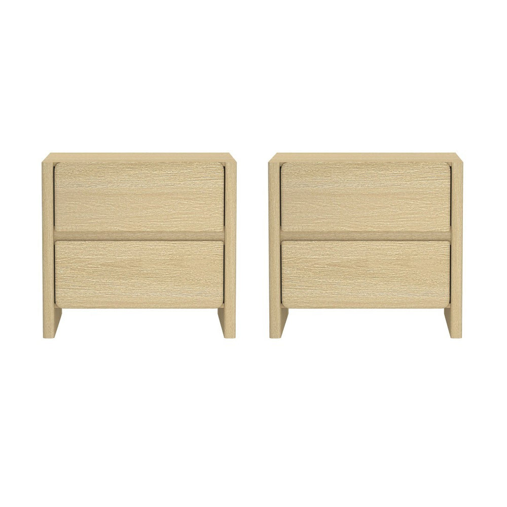 Manhattan Comfort Linda Modern Nightstand Set Of 2 - Elegant, Versatile Storage With Crisp Lines For Any Space Natural Oak Mdp 2-ns015-na
