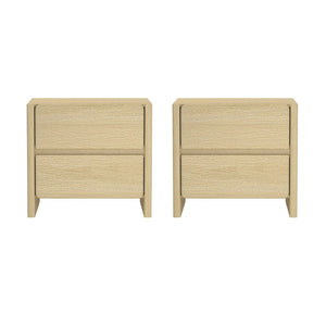 Manhattan Comfort Linda Modern Nightstand Set Of 2 - Elegant, Versatile Storage With Crisp Lines For Any Space Natural Oak Mdp 2-ns015-na