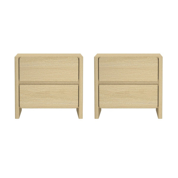 Manhattan Comfort Linda Modern Nightstand Set Of 2 - Elegant, Versatile Storage With Crisp Lines For Any Space Natural Oak Mdp 2-ns015-na