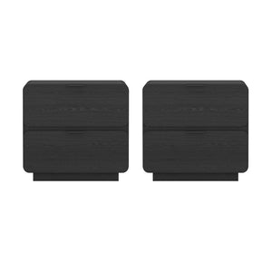 Manhattan Comfort Chrystie Contemporary Modern Nightstand Set Of 2 - Elegant Design With Spacious Drawers For Your Bedroom Black Mdp 2-ns016-bk