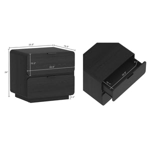 Manhattan Comfort Chrystie Contemporary Modern Nightstand Set Of 2 - Elegant Design With Spacious Drawers For Your Bedroom Black Mdp 2-ns016-bk