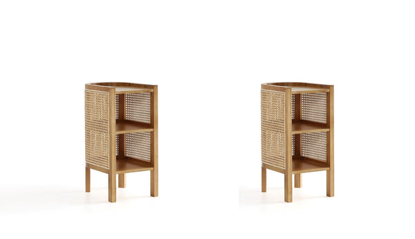 Manhattan Comfort Versailles Industry Chic End Table - Set of 2 Nature 2-NSCA01-NA