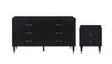 Manhattan Comfort Stanton Modern Dresser and Nightstand Black 2-NSDR-CHKD0602-BK