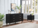 Manhattan Comfort Stanton Modern Dresser and Nightstand Black 2-NSDR-CHKD0602-BK