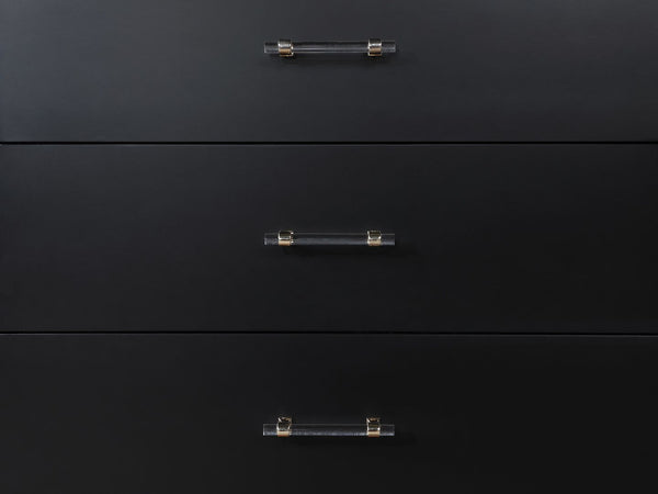 Manhattan Comfort Stanton Modern Dresser and Nightstand Black 2-NSDR-CHKD0602-BK