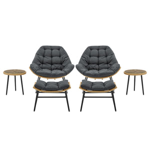 Benson 6-Piece Patio Rocking Chair Set with Ottomans and Tables in Grey 2-OD-CV024-GY Manhattan Comfort