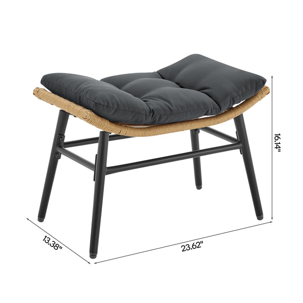 Benson 6-Piece Patio Rocking Chair Set with Ottomans and Tables in Grey 2-OD-CV024-GY Manhattan Comfort