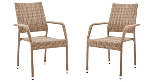 Manhattan Comfort Genoa Modern Patio Dining Armchair Nature Tan Weave 2-OD-DC002-NE