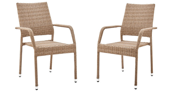 Manhattan Comfort Genoa Modern Patio Dining Armchair Nature Tan Weave 2-OD-DC002-NE