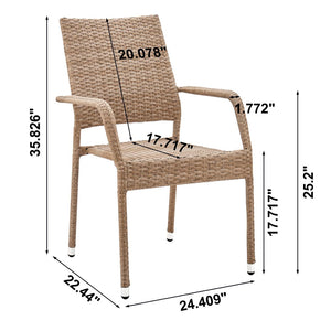 Manhattan Comfort Genoa Modern Patio Dining Armchair Nature Tan Weave 2-OD-DC002-NE