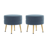 Bailey Ottoman in Blue with Gold Feet- Set of 2 2-OT003-BL Manhattan Comfort