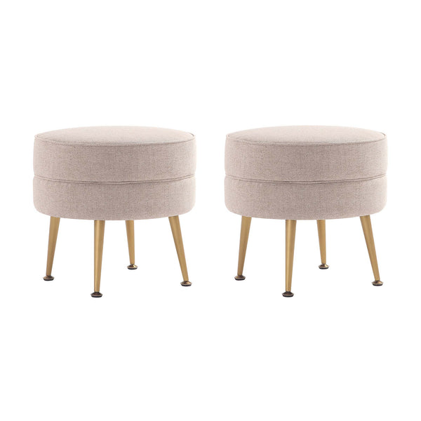 Bailey Ottoman in Oatmeal with Gold Feet- Set of 2 2-OT003-OT Manhattan Comfort