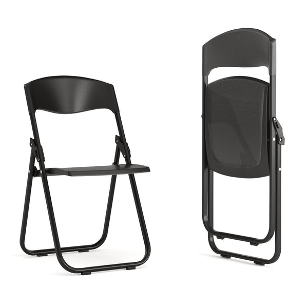English Elm 2 Pack HERCULES Series Durable Folding Chairs for Events, High Capacity, Ergonomic Comfort & Storage Black 2-RUT-I-BLACK-GG