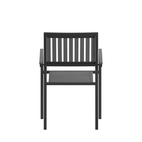 English Elm Harris Set of 2 Stackable Club Chairs for Indoor/Outdoor Use – Durable, Weather-Resistant Design 2-SB-A268C-BK-GG