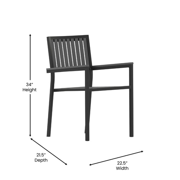 English Elm Harris Set of 2 Stackable Club Chairs for Indoor/Outdoor Use – Durable, Weather-Resistant Design 2-SB-A268C-BK-GG