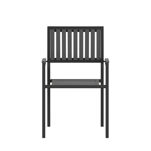 English Elm Harris Set of 2 Stackable Club Chairs for Indoor/Outdoor Use – Durable, Weather-Resistant Design 2-SB-A268C-BK-GG
