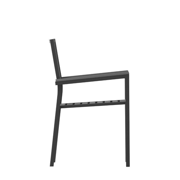 English Elm Harris Set of 2 Stackable Club Chairs for Indoor/Outdoor Use – Durable, Weather-Resistant Design 2-SB-A268C-BK-GG