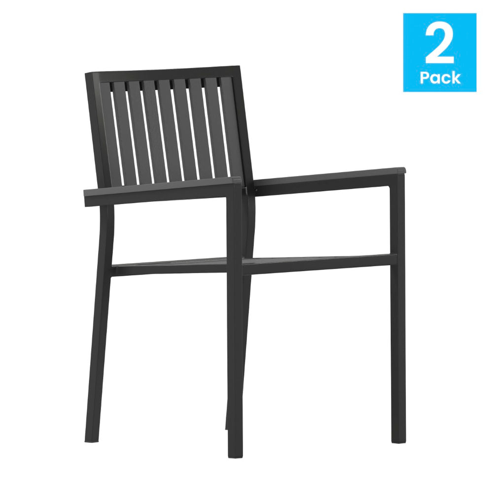 English Elm Harris Set of 2 Stackable Club Chairs for Indoor/Outdoor Use – Durable, Weather-Resistant Design 2-SB-A268C-BK-GG