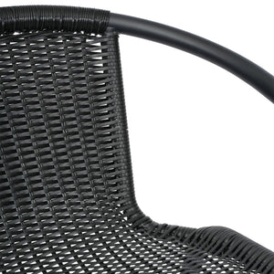 English Elm Lila Set of 2 Commercial-Grade Indoor-Outdoor Rattan Barstools with Durable Aluminum Frame Design Black 2-SDA-AD632032R-BK-GG