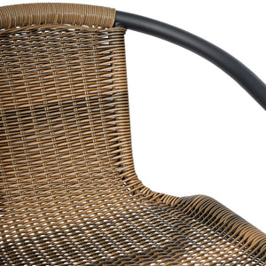 English Elm Lila Set of 2 Commercial-Grade Indoor-Outdoor Rattan Barstools with Durable Aluminum Frame Design Medium Brown 2-SDA-AD632032R-DK-BN-GG