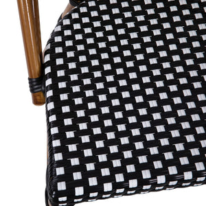 English Elm Bordeaux Set of 2 Bistro Chairs for Indoor/Outdoor Use - Stylish, Durable, and Space-Saving Design Black & White/Natural Frame 2-SDA-AD642001-BKWH-NAT-GG