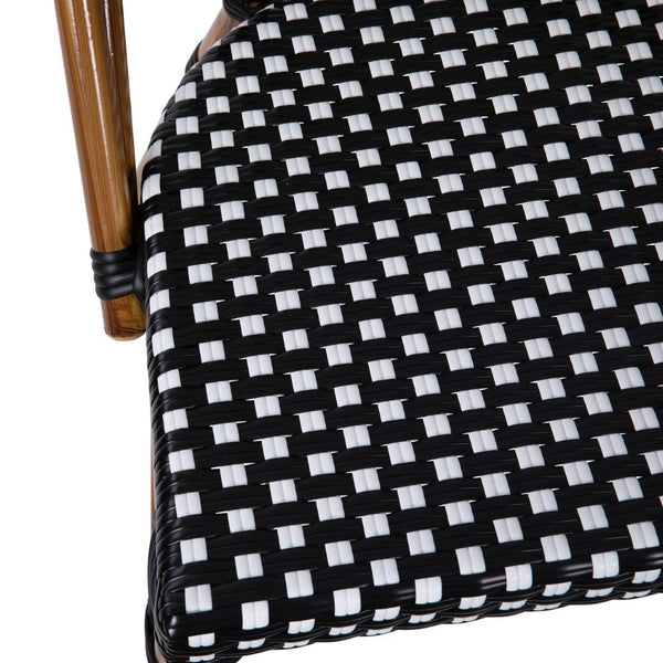 English Elm Bordeaux Set of 2 Bistro Chairs for Indoor/Outdoor Use - Stylish, Durable, and Space-Saving Design Black & White/Natural Frame 2-SDA-AD642001-BKWH-NAT-GG