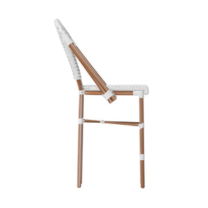 English Elm Lourdes Set of 2 Stackable Bistro Counter Stools for Indoor/Outdoor Use, Commercial Grade Comfort White & Gray/Natural Frame 2-SDA-AD642001-F-CS-WHGY-NAT-GG