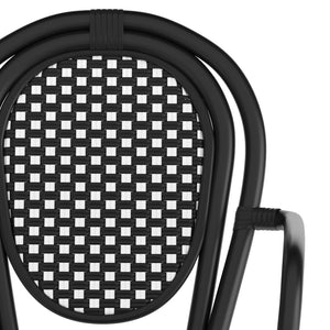 English Elm 2 Pack Lourdes Indoor/Outdoor Bistro Stacking Chairs - Durable, Stylish, and Easy to Maintain Black & White/Black Frame 2-SDA-AD642002A-BKWH-BK-GG