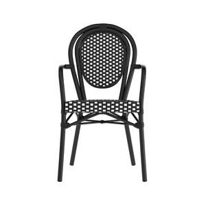 English Elm 2 Pack Lourdes Indoor/Outdoor Bistro Stacking Chairs - Durable, Stylish, and Easy to Maintain Black & White/Black Frame 2-SDA-AD642002A-BKWH-BK-GG