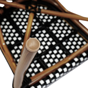 English Elm 2 Pack Lourdes Indoor/Outdoor Bistro Stacking Chairs - Durable, Stylish, and Easy to Maintain Black & White/Natural Frame 2-SDA-AD642002A-BKWH-NAT-GG