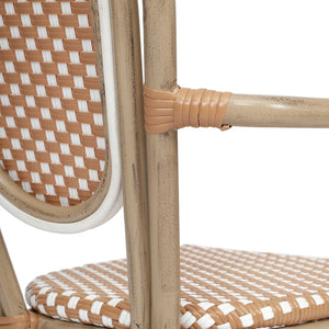 English Elm 2 Pack Lourdes Indoor/Outdoor Bistro Stacking Chairs - Durable, Stylish, and Easy to Maintain Natural & White/Light Natural Frame 2-SDA-AD642002A-NATWH-LTNAT-GG