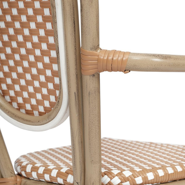 English Elm 2 Pack Lourdes Indoor/Outdoor Bistro Stacking Chairs - Durable, Stylish, and Easy to Maintain Natural & White/Light Natural Frame 2-SDA-AD642002A-NATWH-LTNAT-GG