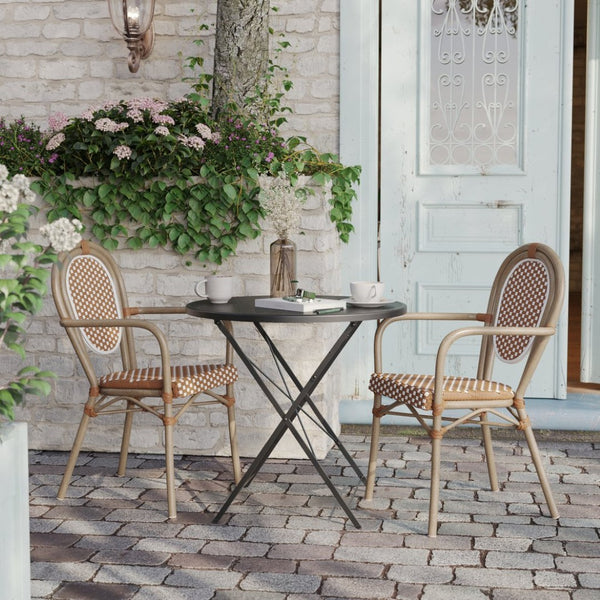 English Elm 2 Pack Lourdes Indoor/Outdoor Bistro Stacking Chairs - Durable, Stylish, and Easy to Maintain Natural & White/Light Natural Frame 2-SDA-AD642002A-NATWH-LTNAT-GG