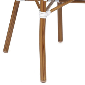 English Elm 2 Pack Lourdes Indoor/Outdoor Bistro Stacking Chairs - Durable, Stylish, and Easy to Maintain White & Gray/Natural Frame 2-SDA-AD642002A-WHGY-NAT-GG