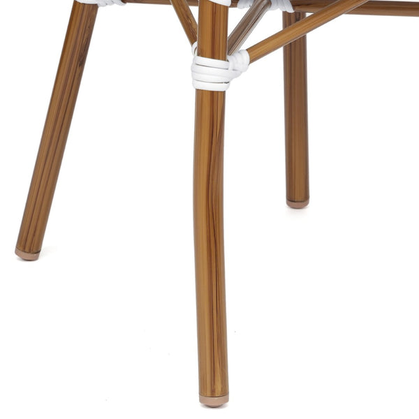 English Elm 2 Pack Lourdes Indoor/Outdoor Bistro Stacking Chairs - Durable, Stylish, and Easy to Maintain White & Gray/Natural Frame 2-SDA-AD642002A-WHGY-NAT-GG