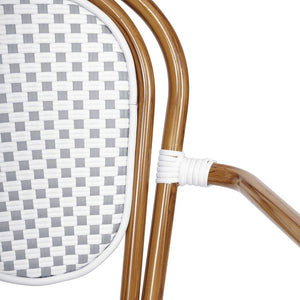 English Elm 2 Pack Lourdes Indoor/Outdoor Bistro Stacking Chairs - Durable, Stylish, and Easy to Maintain White & Gray/Natural Frame 2-SDA-AD642002A-WHGY-NAT-GG