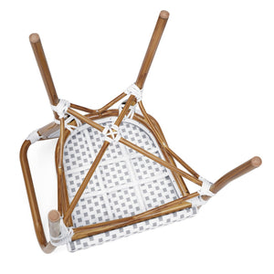 English Elm 2 Pack Lourdes Indoor/Outdoor Bistro Stacking Chairs - Durable, Stylish, and Easy to Maintain White & Gray/Natural Frame 2-SDA-AD642002A-WHGY-NAT-GG