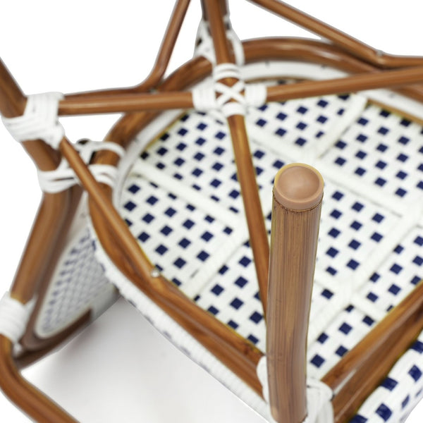 English Elm 2 Pack Lourdes Indoor/Outdoor Bistro Stacking Chairs - Durable, Stylish, and Easy to Maintain White & Navy/Natural Frame 2-SDA-AD642002A-WHNVY-NAT-GG