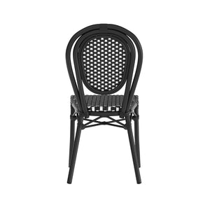 English Elm 2 Pack Lourdes Indoor/Outdoor Bistro Chairs - Stylish, Durable, and Perfect for Any Setting! Black & White/Black Frame 2-SDA-AD642002S-BKWH-BK-GG