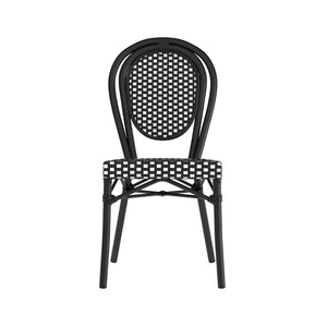 English Elm 2 Pack Lourdes Indoor/Outdoor Bistro Chairs - Stylish, Durable, and Perfect for Any Setting! Black & White/Black Frame 2-SDA-AD642002S-BKWH-BK-GG