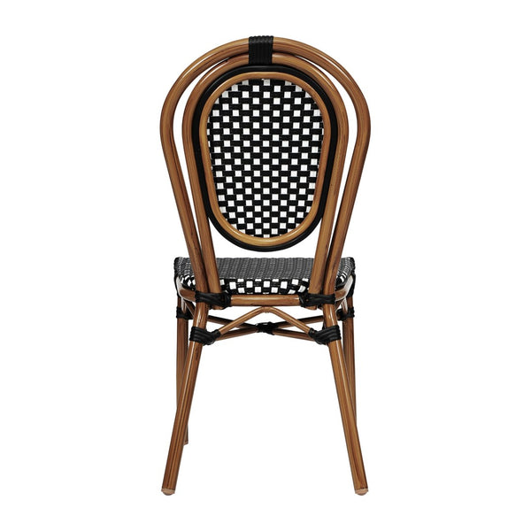 English Elm 2 Pack Lourdes Indoor/Outdoor Bistro Chairs - Stylish, Durable, and Perfect for Any Setting! Black & White/Natural Frame 2-SDA-AD642002S-BKWH-NAT-GG