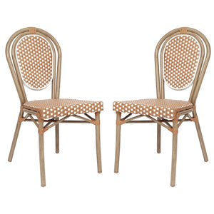 English Elm 2 Pack Lourdes Indoor/Outdoor Bistro Chairs - Stylish, Durable, and Perfect for Any Setting! Natural & White/Light Natural Frame 2-SDA-AD642002S-NATWH-LTNAT-GG