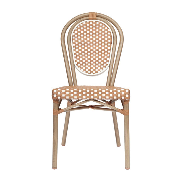 English Elm 2 Pack Lourdes Indoor/Outdoor Bistro Chairs - Stylish, Durable, and Perfect for Any Setting! Natural & White/Light Natural Frame 2-SDA-AD642002S-NATWH-LTNAT-GG