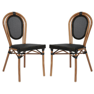 English Elm 2 Pack Marseille Bistro Chairs – Commercial-Grade Stacking Design for Indoor/Outdoor Dining Spaces Black/Natural Frame 2-SDA-AD642002S-TXT-BK-NAT-GG