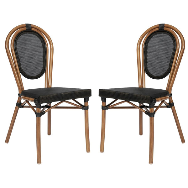 English Elm 2 Pack Marseille Bistro Chairs – Commercial-Grade Stacking Design for Indoor/Outdoor Dining Spaces Black/Natural Frame 2-SDA-AD642002S-TXT-BK-NAT-GG
